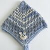 Handmade Crochet Baby Blanket in Purple, White & Grey with Teddy Bear Design