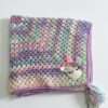 Handmade Pastel Crochet Baby Blanket with Unicorn Design & Tassel – Soft & Unique