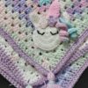 Handmade Pastel Crochet Baby Blanket with Unicorn Design & Tassel – Soft & Unique