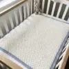 Handmade White Crochet Baby Blanket with Blue Edge – Soft & Elegant Design