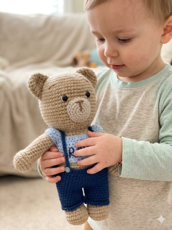 Teddy bear with blue shirt
