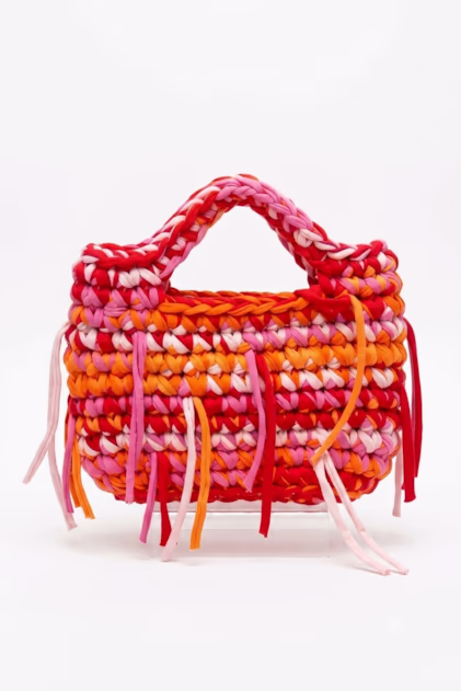 Mini colorful tote bag t-shirt yarn