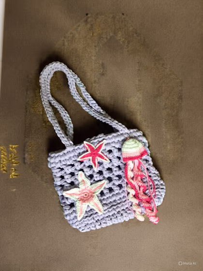 The Jellyfish & Starfish Under-the-Sea Crochet Tote Bag