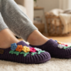 purple flowered crocs
