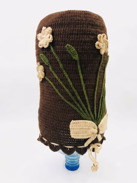 brown flowered dispenser cover