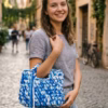 Modern Blue & White T-Shirt Yarn clutch