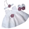white flowered baby set