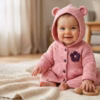 Handmade Crochet Bear-Eared Baby Cardigan Coat